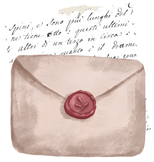 a wax-sealed envelope resting on a handwritten letter