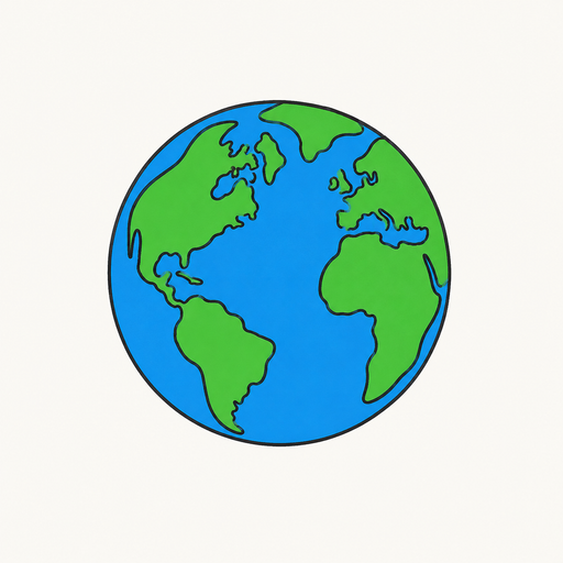 A hand-drawn spinning world